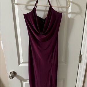 Windsor Magenta Luxe Cowl Neck Slit Midi Dress - New